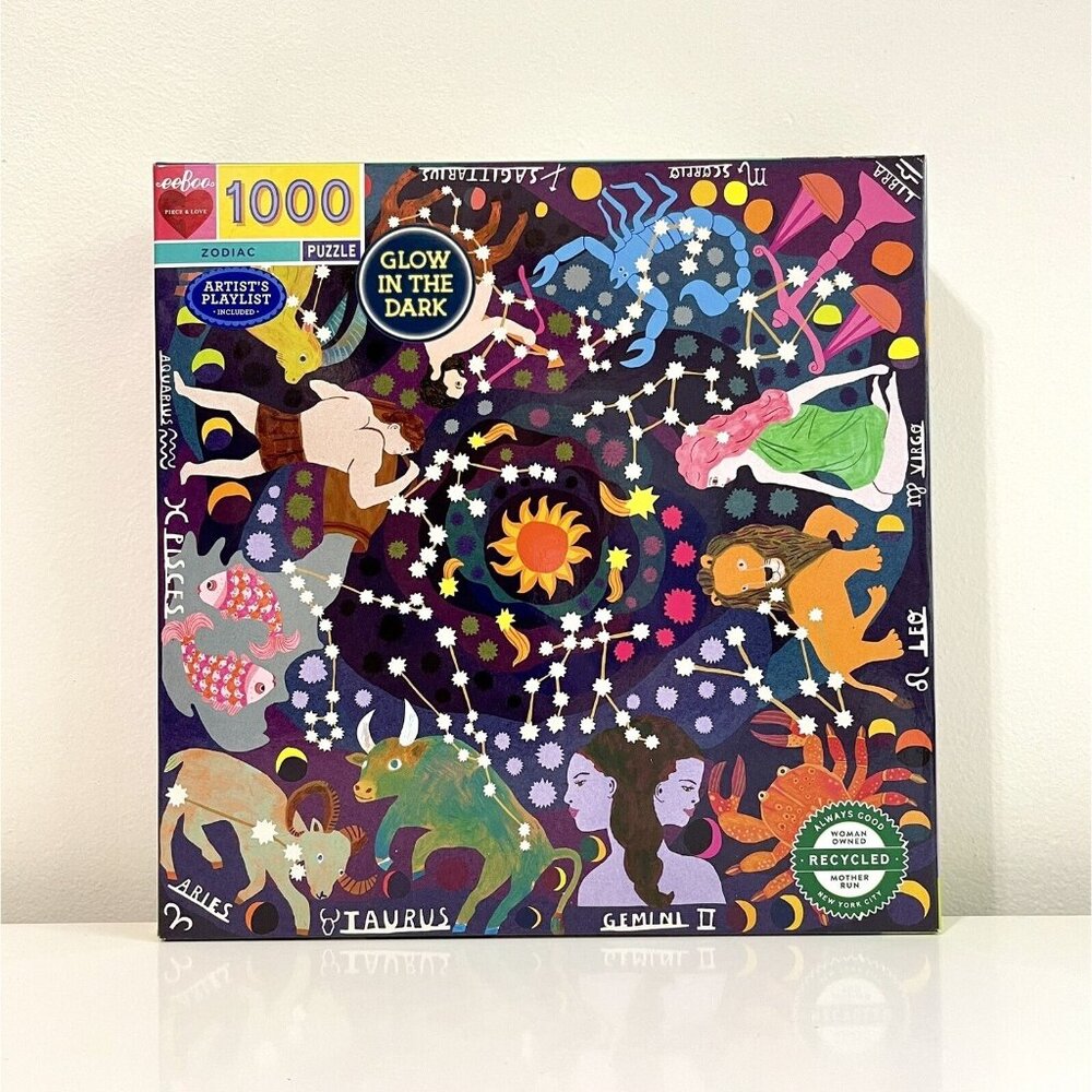 EeBoo Piece & Love 1000 Piece Zodiac Puzzle ~ Glow in The Dark ~ NEW Sealed Box
